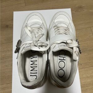 Jimmy Choo White and Silver Women's Sneakers